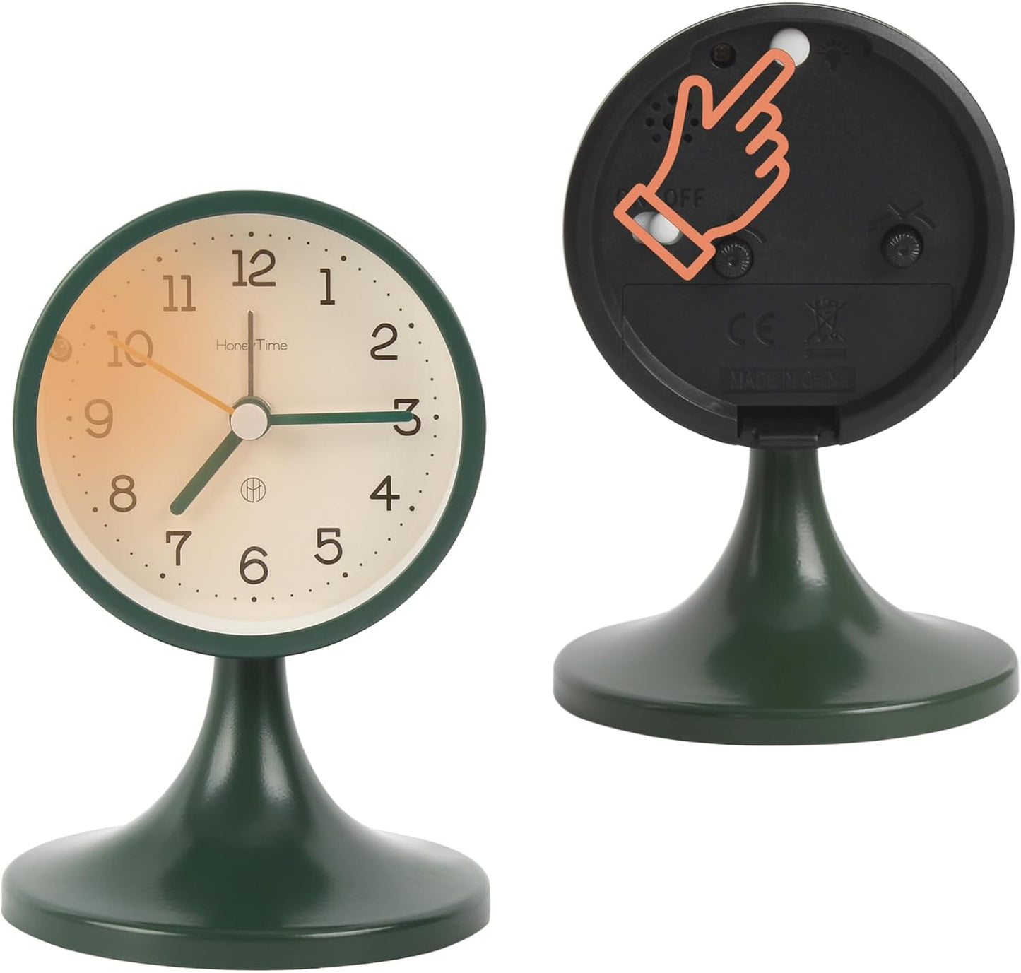 3" Round Quartz Analog Metal Alarm Clock Silent Non Ticking Desk Clock