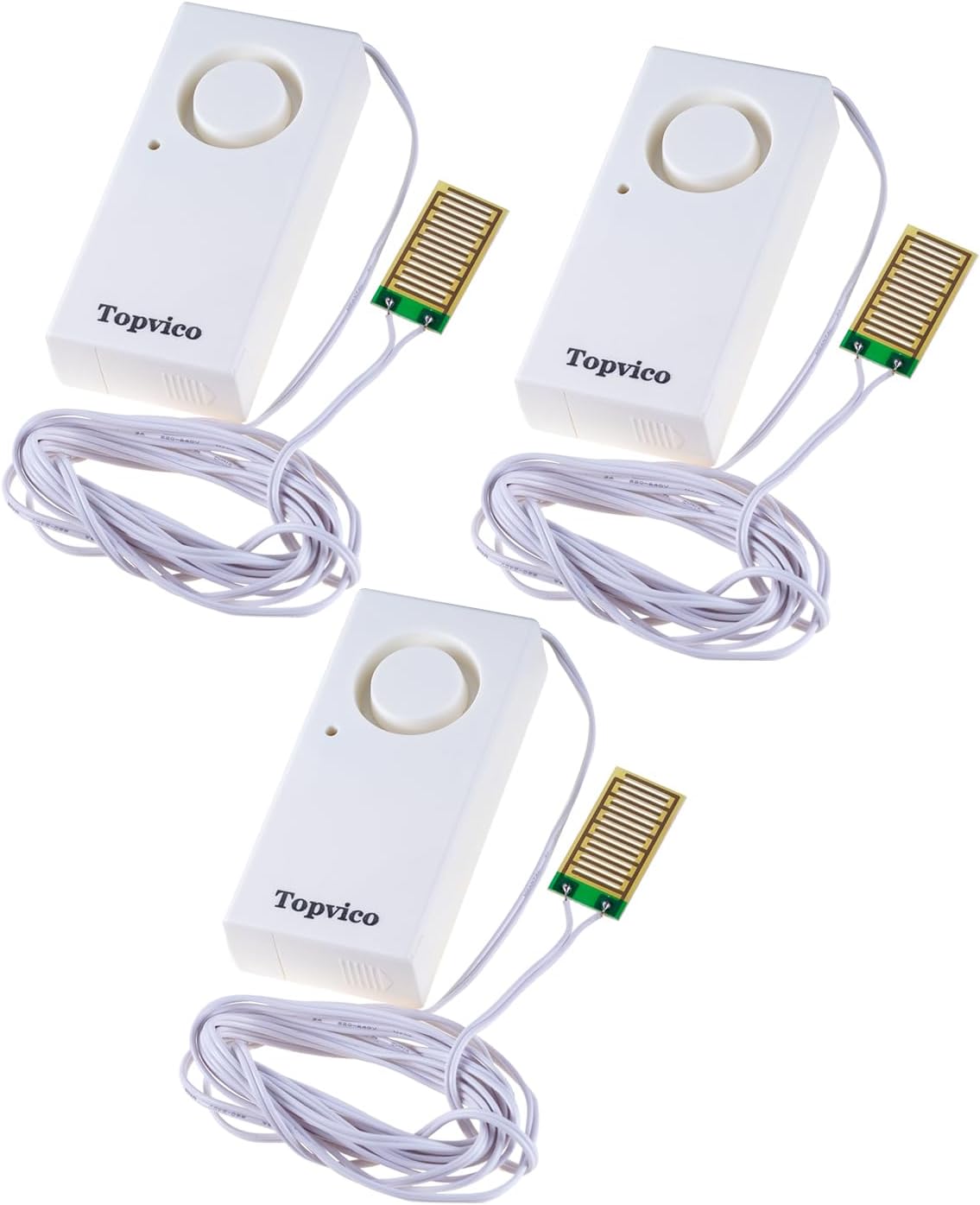 Water Alarms Leak Detector, 120dB, 37.8 Inches Cable, 2 Packs | for Home Basements, RV Water Heater, Sump Pump Overflow Moisture Floor Flood Sensor, Work Alone Battery Operated