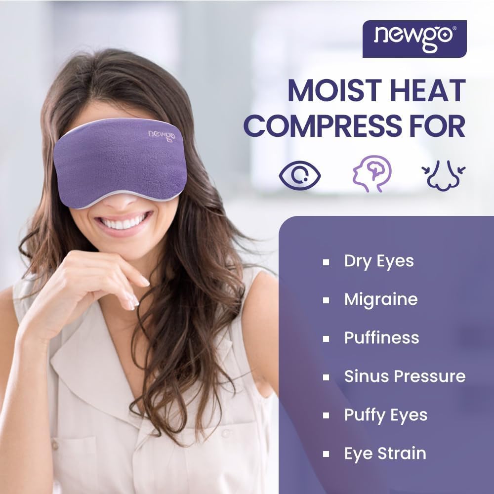 NEWGO Heated Eye Mask, Warm Compress for Dry Eye Relief, Blue