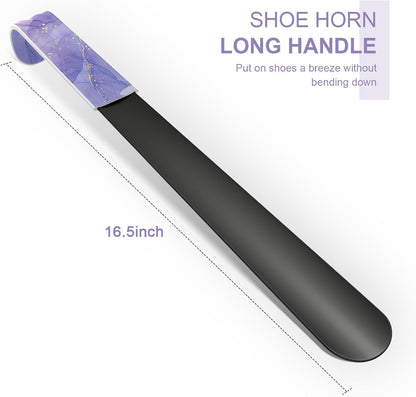 16.5 Inch Long Handle Shoe Horn for Seniors Men Women Kids, Metal Shoe Horns for Boots
