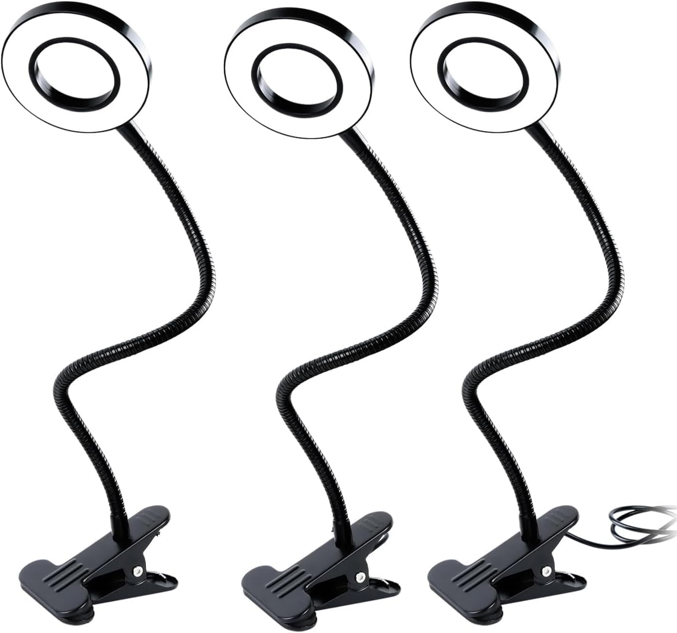 Clamp on Lamp, Desk Lamps, 8W Clip Light, Warm & Daylight & White Light 3 Colors, 10 Dimmable Illumination Modes (2 Pack)