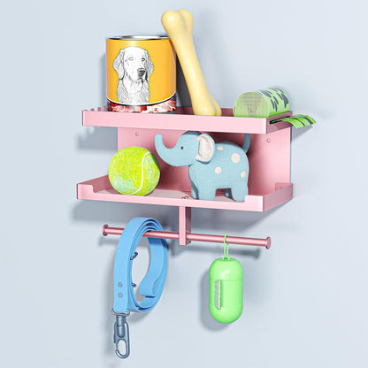 Dog Leash Holder for Wall, Leashes Hanger, Wall Mounted Dog Stuff Storage and Organizer, Metal Key Holder Pet Leash Hooks for Leashes, Training Treats, Chew Toys, Keys, Large (White)