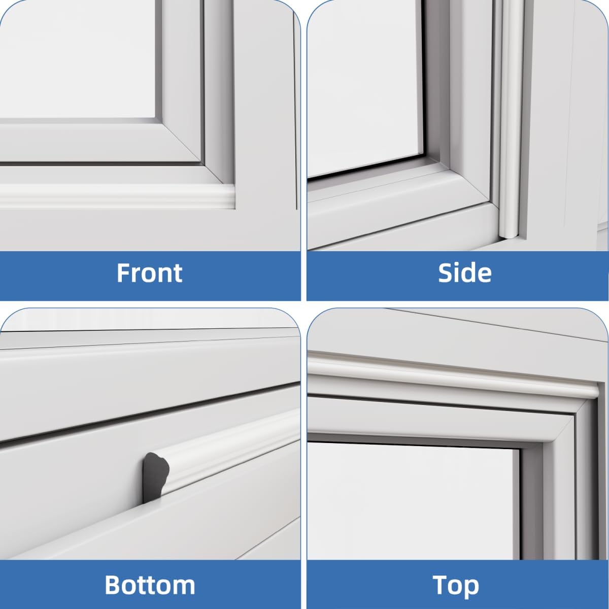 Kneelisa Wedge-Shape Window Weather Stripping Door Frame Seal 118” White | Upgrade Black Foam,Soundproofing,Draft Stopper,Winter Insulation,Noise Blocker, Gap Filler for Exterior Front Door Side
