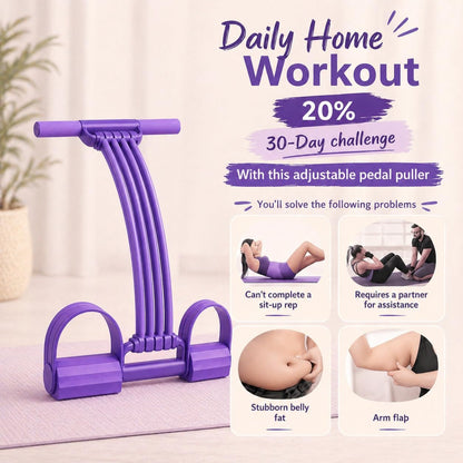 2026 NEW Pedal Resistance Band with Handle,8 Tube Detachable Elastic 3-in-1 Multifunctional Foot Pedal Resistance Assistance Expander for Foot Pedal Pull, Back Stretch & Chest Expand