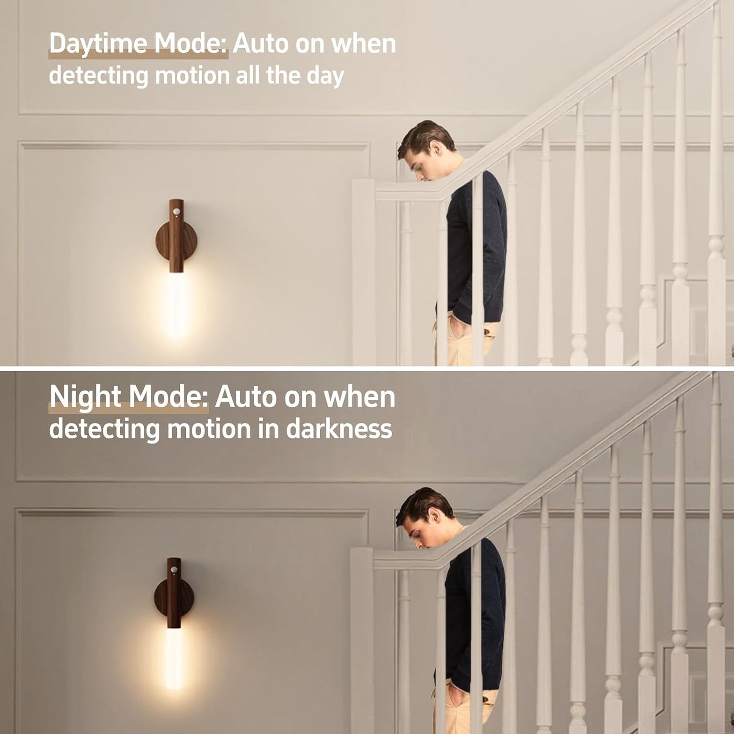 Rechargeable Motion Sensor Wall Sconces, 2200mAh, Magnetic Night Light 4P | Battery Operated, Wireless, Wall Light, 3000K Warm White, Indoor Use for Hallway, Stair, Cabinet and Picture Lighting