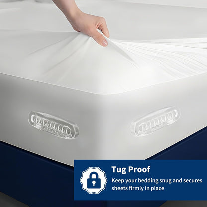 AMOVO Bed Sheet Holders for Corners Keep Sheets in Place Firmly - Foldable Fitted Sheet Holders Heavy Duty Sheet Locks Mattress Sheet Fasteners, Set of 4 Lock Sheet Clips (Snow-White)