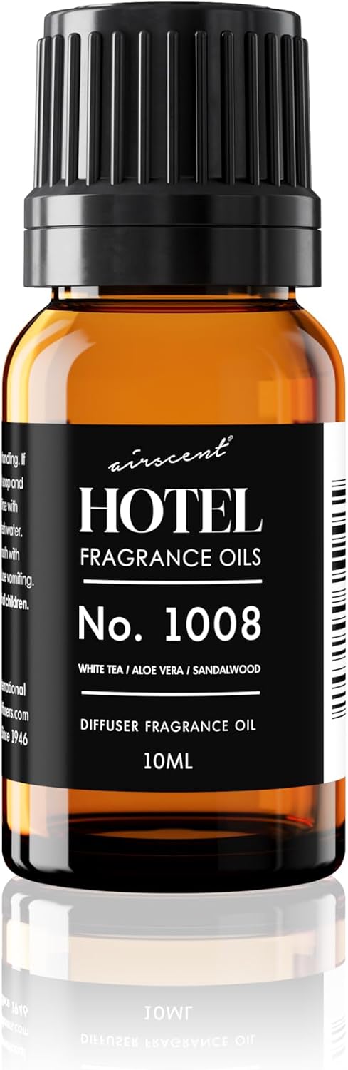 AirScent Hotel Diffuser Oil No. 1008 - White Tea Aloe Sandalwood - 500 mL | Hotel Scent Dupe - Premium Fragrance Oil for Ultrasonic and Waterless Diffusers and Crafting - 16.9 fl oz Glass Bottle