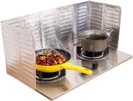 2Pcs Disposable Oil Splash Guard Aluminum Foil Gas Stove Oil Splatter Screen Board Cooking Frying Oil-Proof Splash Kitchen Tool Suitable for kitchen and dining room(Silver)