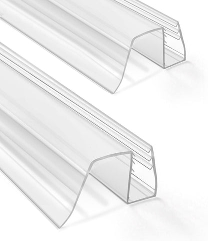 Bathroom Shower Glass Door Bottom Seal Strips, Length 36 Inch 2PCS Transparent PVC Door Bottom Seall Strips for 3/8" (10MM) Thick Framless Glass Panel