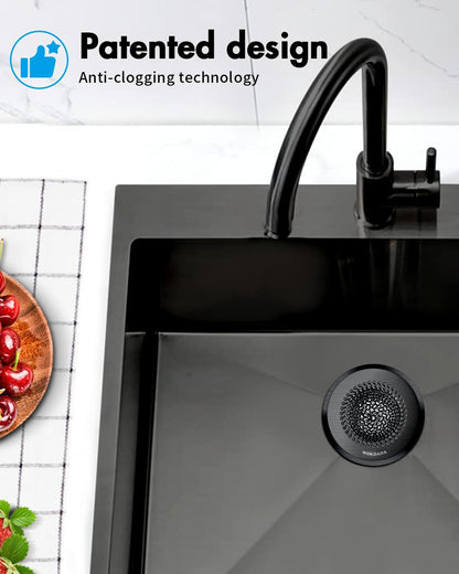 Upgraded Sink Drain Strainer, Patented Reversible Chain Mail Mesh | Anti-Slip Ring, Fast Drainage, Reversible Flip Clean, Rust-Proof, Universal 4.4-Inch, Large Capacity, Garbage Disposal Fit