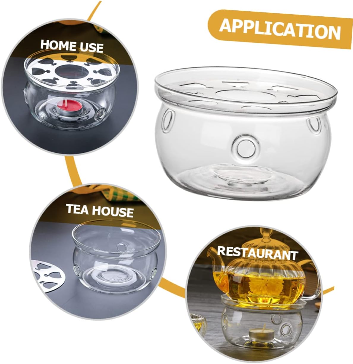 Glass Teapot Warmer with Heating Base Practical Desktop Tea Warmer for Home Use Convenient for Warming Tea and Food Compact Design for