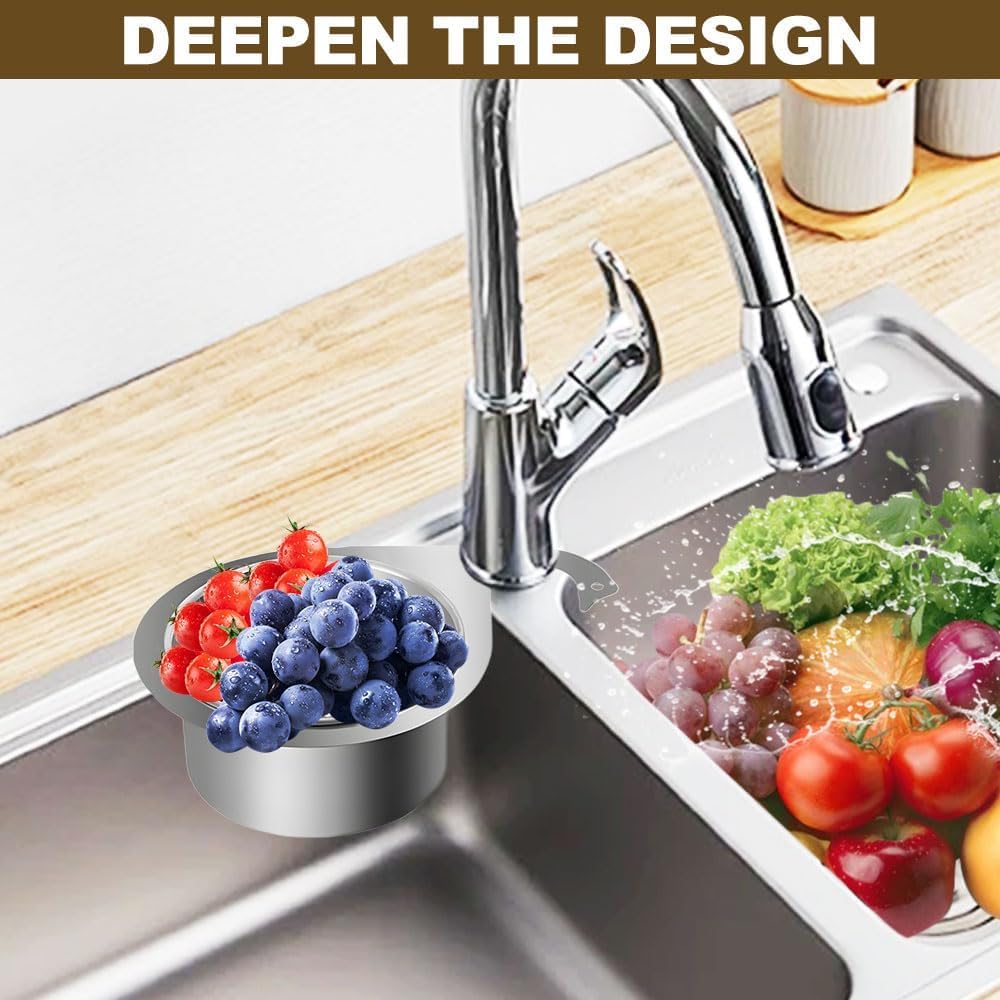 Drain Basket for Kitchen Sink, Stainless Steel Swan Sink Strainer Basket, Multifunction Hanging Sink Strainer Colander Drain Basket Quick Drain Kitchen Tools for Hanging Filter Basket Food Waste (1)