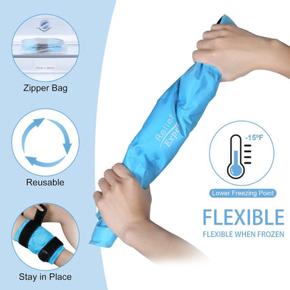 Relief Expert Knee Ice Pack Wrap Around Entire Knee, Large Ice Pack for Leg Soothing Discomfort, Reusable Ice Wraps with Cold Compress for Musclar Relaxation, Post-Workout Recovery,XL