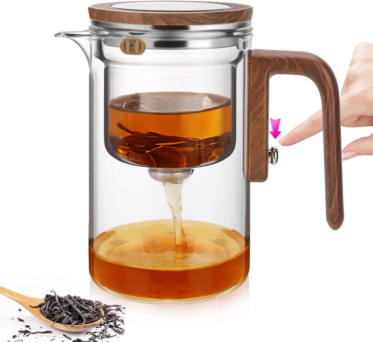 Enchanti Tea Pot, Glass Teapot with Infuser,Magnetic Loose Leaf Tea Steeper