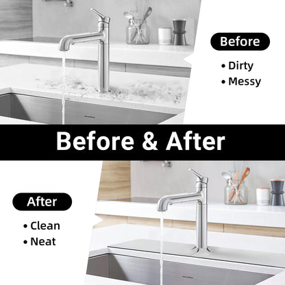 LOPNUR Cuttable Faucet Mat for Kitchen Sink, Extra Long 29 Inch, Black | Super Absorbent & Fast Dry Diatomite Sink Splash Guard, 0.8-2.4 Inch Adjustable Faucet Hole, Cut to Fit Bathroom & RV Sinks