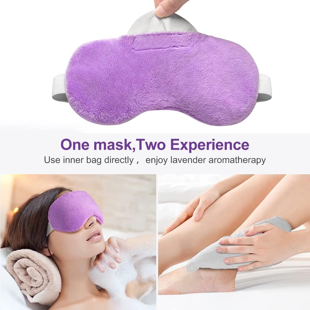 Umisleep Lavender Eye Mask, Weighted Heated Sleep Mask for Men Women, Grey