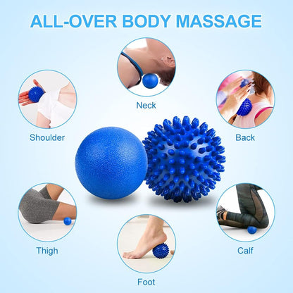URAQT Spiky Massage Ball Set, 2 Pack Physical Therapy Massage Balls, Hard Lacrosse Ball & Spiky Massage Ball for Myofascial Release and Trigger Point Deep Tissue Massage (Purple)
