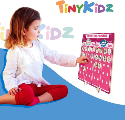 Daily Routine Chart for Kids, Visual Schedule, Routine Chart for Toddlers 3-5, Morning Bedtime Routine Chart for Toddlers, Wooden Chore Chart for Kids