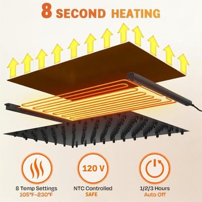 XXL Food Warming Mat Countertop 42"x16" – 2 Piece Extendable Electric Warming Tray for Buffets & Parties – Extra Large Roll Up Silicone Food Warmer Mat with 8 Temp Settings, Auto Shut Off Food Warmer