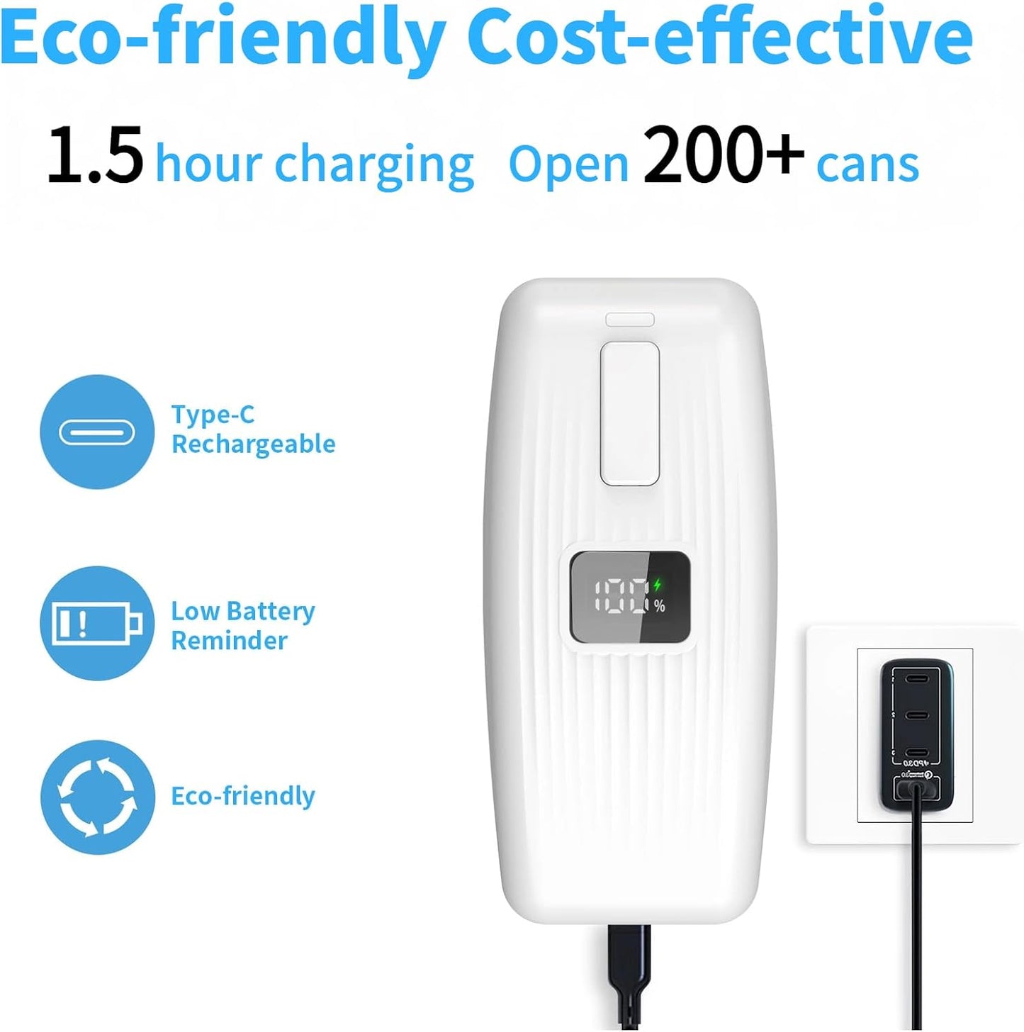 Electric Can Opener with LED Display, Can Opener Electric for Seniors | One-Touch USB Rechargeable Battery Automatic Can Opener for Kitchen or Arthritis, Hands-Free, Smooth Edge, Compact, Cordless