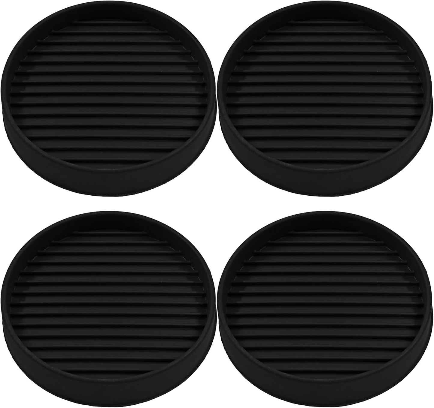 Bonsicoky 8 Pcs 2 Inch Round Rubber Furniture Caster Cups | Non Slip, Anti-Sliding Floor Grip, For Couch Chair Feet, Black