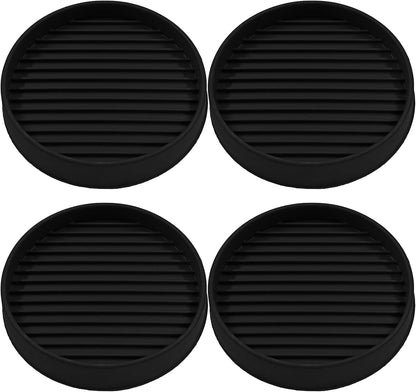 Bonsicoky 8 Pcs 2 Inch Round Rubber Furniture Caster Cups | Non Slip, Anti-Sliding Floor Grip, For Couch Chair Feet, Black