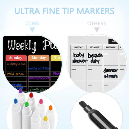 Hivillexun Magnetic Dry Erase Calendar Whiteboard Set (4-Pack) for Home and Kitchen, with Monthly and Weekly Views (16.5” x 11.8”), Magnetic Whiteboard and Daily Planners (12” x 8”) 8 Markers & Eraser