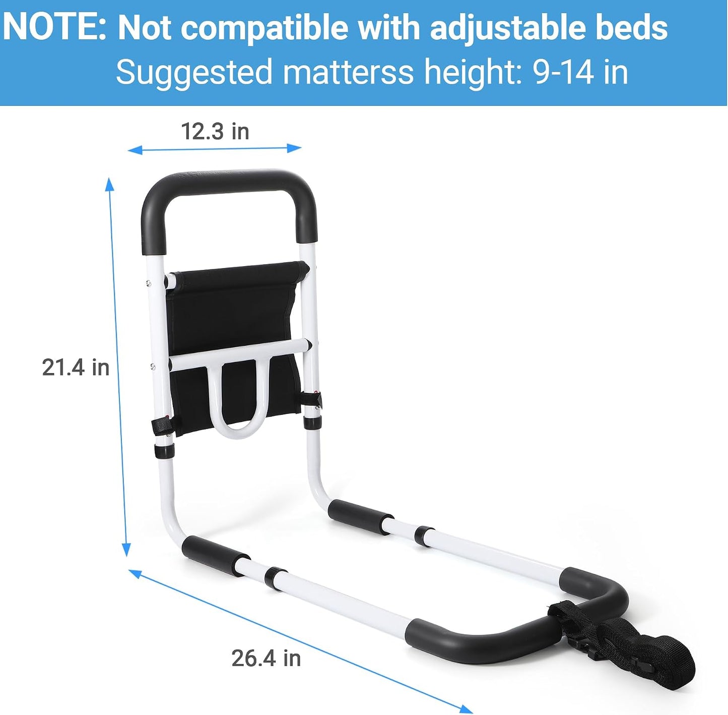 Bed Rails for Elderly Adults Safety with Bedside Storage Pocket | Bed Assist Rail for Seniors, Upgraded ASTM Compliant Bedside Grab Bar for Fall Prevention, Fits Twin Queen King Beds