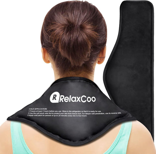 RelaxCoo Neck Ice Pack Wrap, Reusable Gel Ice Pack for Neck Shoulders, Cold Compress Therapy for Pain Relief, Injuries, Swelling, Bruises, Sprains, Inflammation and Cervical Surgery Recovery