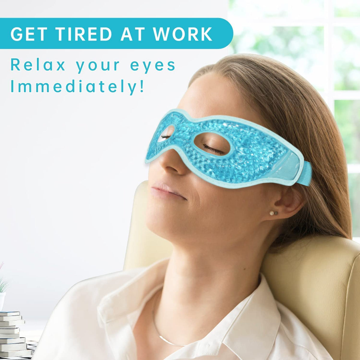 2PCS Gel Eye Mask, Hot Cold Compress Pack Eye Therapy Gel Bead Eye Masks, Reusable Cooling Ice Eye Mask with Holes, for Puffiness Dark Circles, Eye Bags, Dry Eyes, Headaches, Migraines, Stress Relief