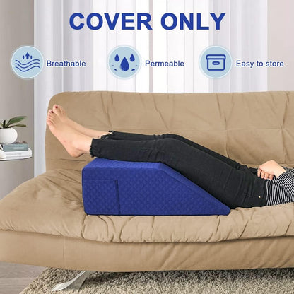 Leg Elevation Pillow Case Contour Leg Wedge Cover Case Only Knee Pillowcase Replacement Feet Lift Rest Surgery Recovery Bed Pillows Covers with Pocket ，Washable Protector （24 X 21 X 8）