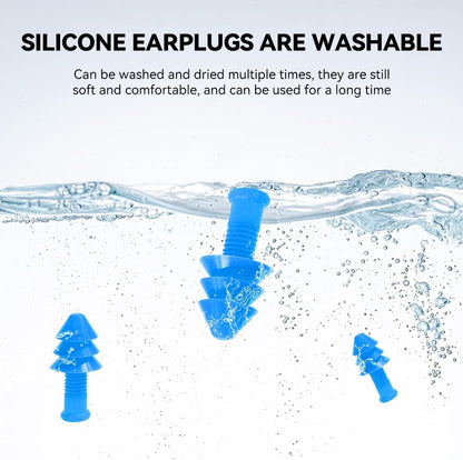 10 Pairs of Reusable Silicone Noise Cancelling earplugs and Waterproof Swimming earplugs, Suitable for Work, Study, and Noisy Places