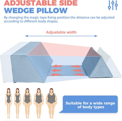 Positioning Wedge Pillow Side Sleeping Belt Connection, Limit Width Adjustable Bed Wedges Body Positioners for Back Pain Relief, Back Positioning Wedge for After Surgery, Anti Snoring, Back Support