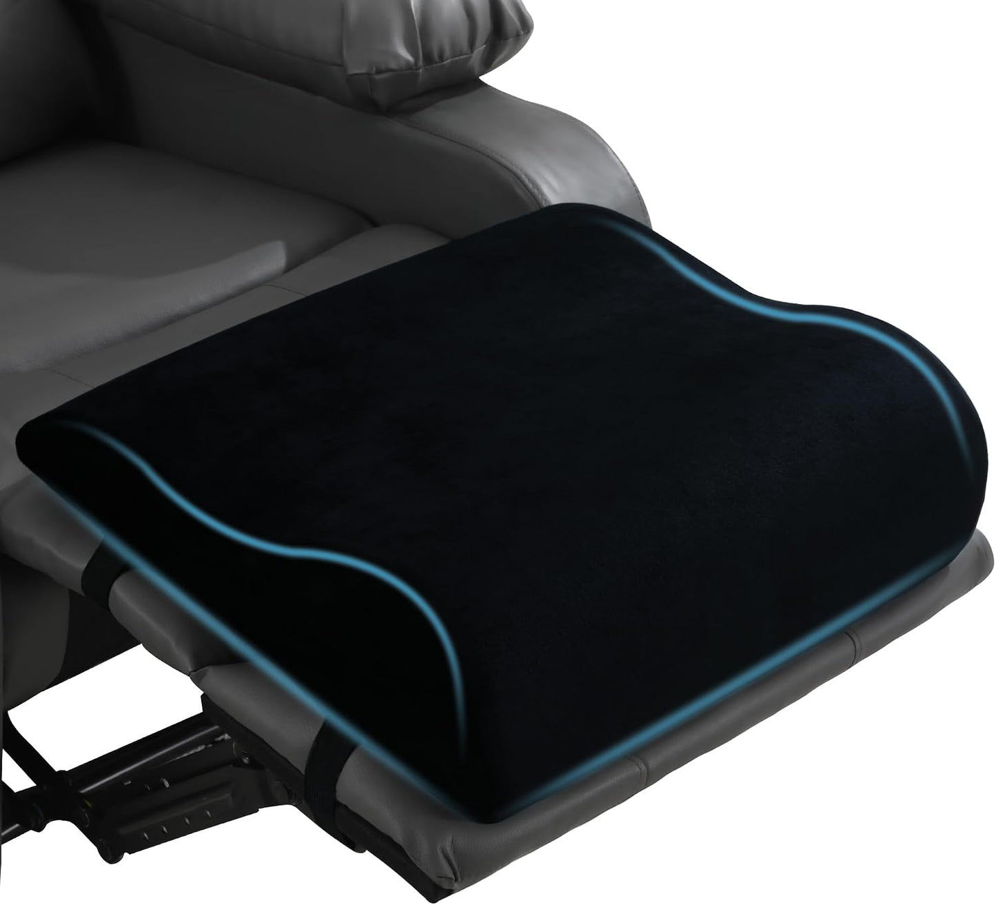 HOMBYS Extra Large Recliner Leg Pillow, Memory Foam Foot Rest Cushion Wave Shape Recliner Footrest Extender, Multi Purpose Back & Lumbar Support Pillow for Recliner, Bed, Sofa Couch,Grey