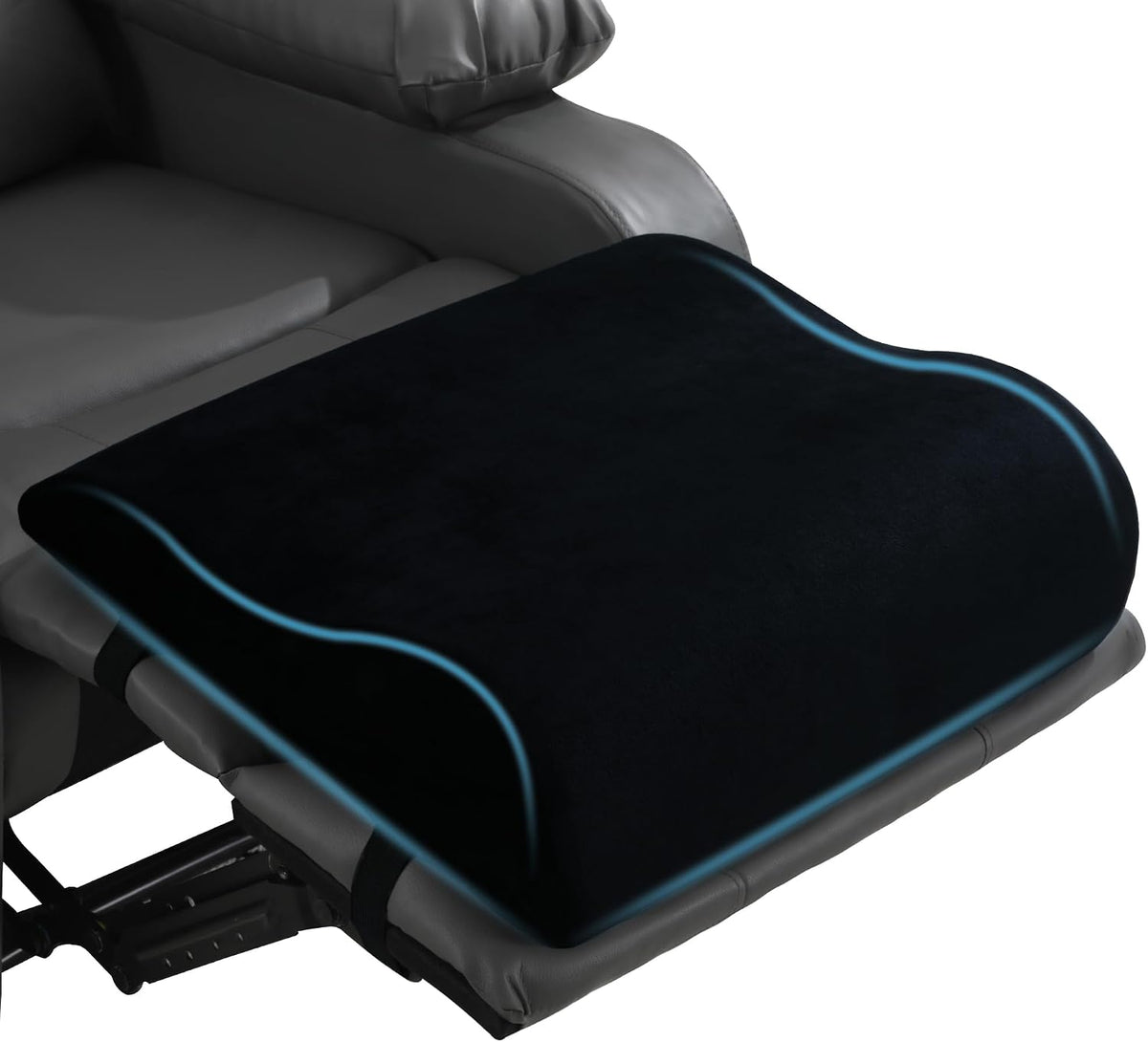HOMBYS Extra Large Recliner Leg Pillow, Memory Foam Foot Rest Cushion Wave Shape Recliner Footrest Extender, Multi Purpose Back & Lumbar Support Pillow for Recliner, Bed, Sofa Couch,Grey