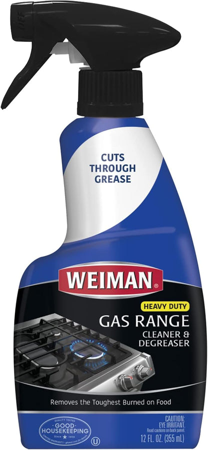Weiman Heavy Duty Gas Range & Stove Top Cleaner and Degreaser - 2 Pack, 24 Ounces with MicroFiber Cleaning Towel
