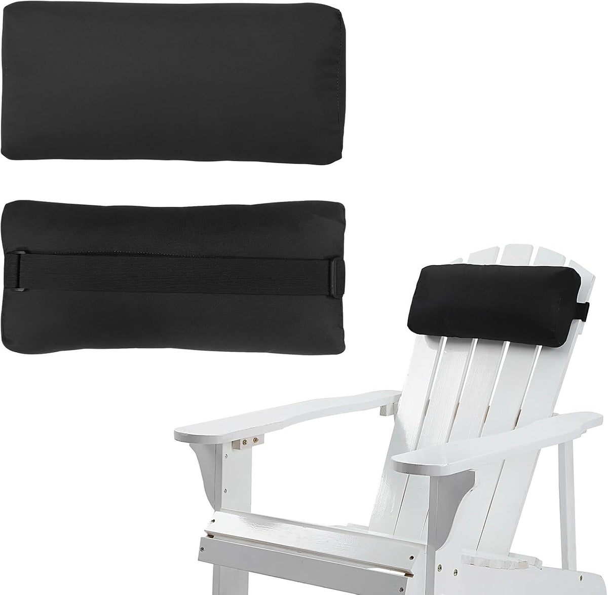 Chaise Lounge Head Pillow, 2 Pack Outdoor Patio Pillows with Adjustable Strap, Lounge Head Resting Pillow for Recliner Beach Pool Lounger Office Chair，Water Resistant Gray
