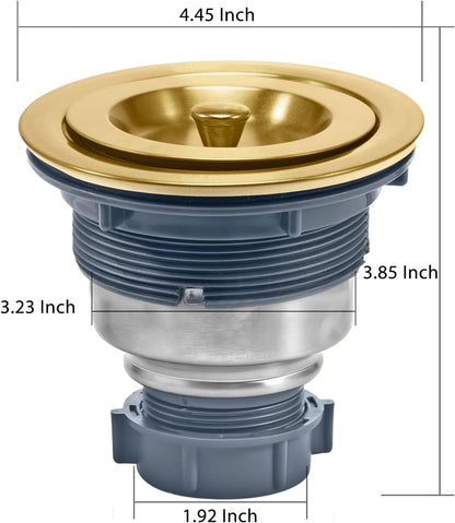 3-1/2 Inch Sink Drain Assembly Kit, Removable Deep Sink Strainer Basket with Sink Stopper/Sealing Lid for Home, Kitchen, Stainless Steel