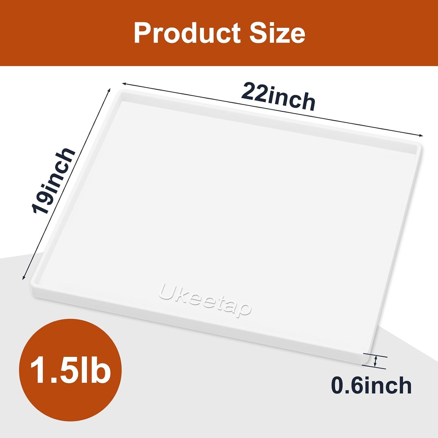 34" x 22" Extra Thick Silicone Mat Waterproof with Raised Edge, | Under Sink Mat for Kitchen & Bathroom, Kitchen Cabinet Liner, Multi-Purpose for Storage & Protection