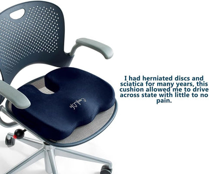ComfiLife Premium Comfort Seat Cushion - Non-Slip Orthopedic 100% Memory Foam Coccyx Cushion for Tailbone Pain - Cushion for Office Chair Car Seat - Back Pain & Sciatica Relief (Gray)