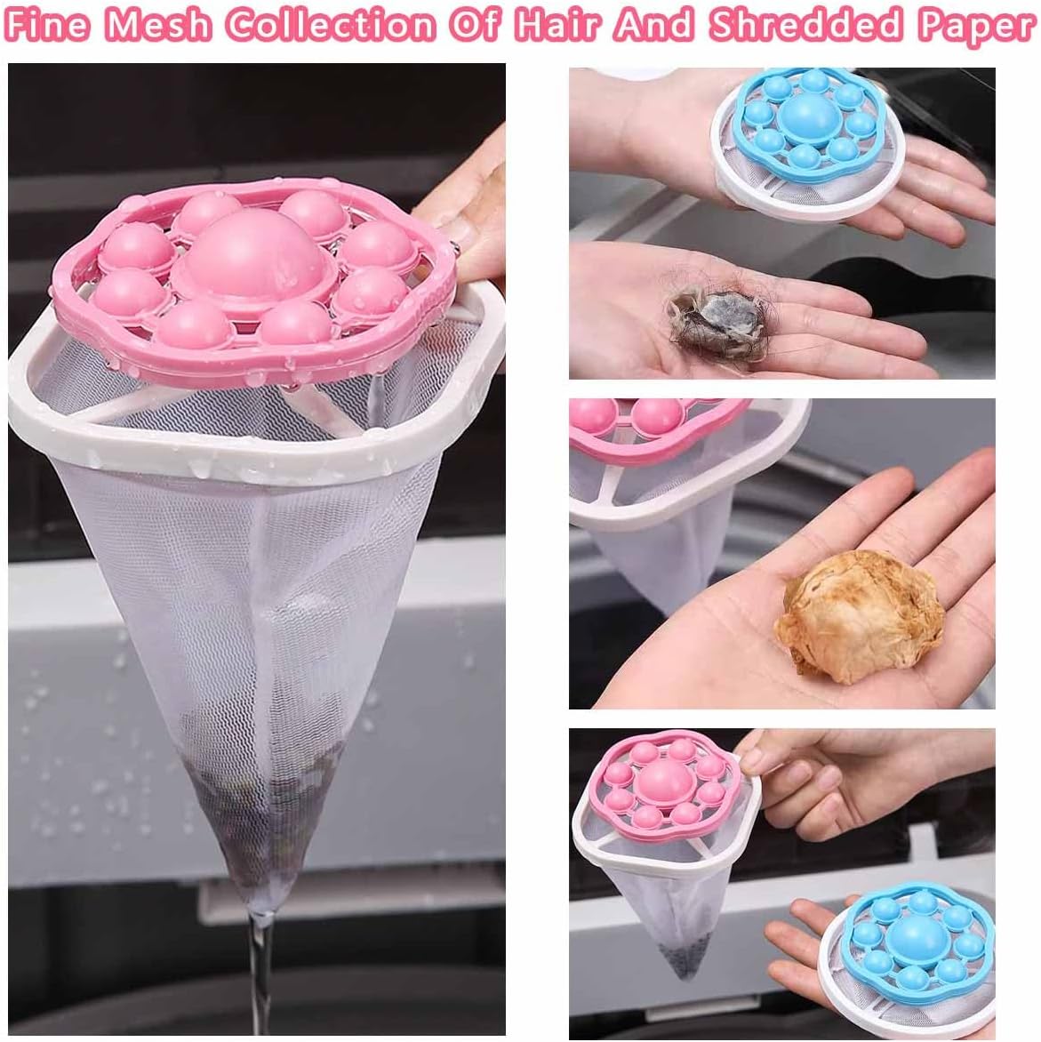 6 PCS Hair Filter Bag Floating Lint Catcher for Washing Machine Pet Hair Catcher Spherical Shape Lint Trap Cleaning Tool Reusable Washing Hair Filter Cleaning Mesh Bag Dog Cat Hair Remover for Laundry
