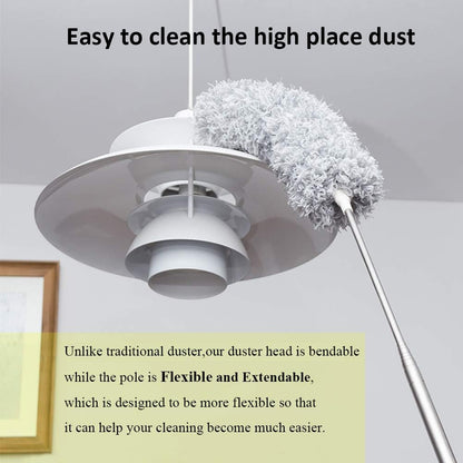 Cobweb Duster with Extension Pole 100 inches, Dusters for Cleaning with 2 Duster Heads, Washable Microfiber Feather Duster for Cleaning Ceiling Fan, High Ceiling, Blinds, Furniture & Cars