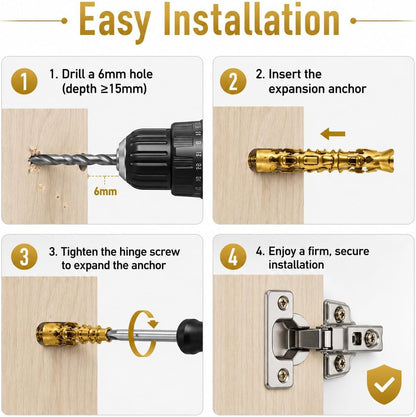 30PCS Hinge Repair Screw, 6×14mm Expansion Anchor Kit Door Hinge Thread Repair for Stripped Holes, Secure Cabinet Door Fastening with Expansion Anchors for Wood, Heavy-Duty Repair Screws