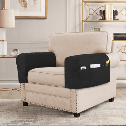 H.VERSAILTEX Water Resistant Armrest Covers for Sofa, 2 Pack, Ivory/Beige | Waterproof Armchair Caddy, Couch Arm Covers Remote Control Holder Sofa Armrest Organizer for Magazine, Tablet, Phone, iPad