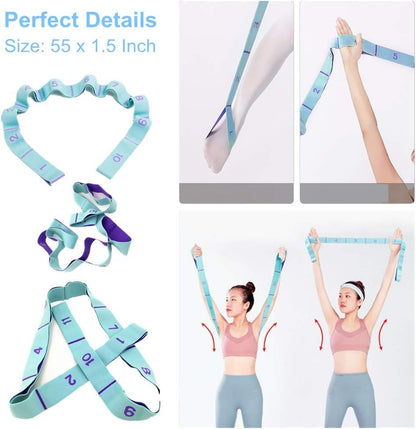 Stretching Straps Hamstring Stretcher Device Elastic Exercise Band Yoga mat Carrying Straps Leg Exercise Equipment Stretching Strap with Loops for Flexibility Stretch Strap 11 Loops