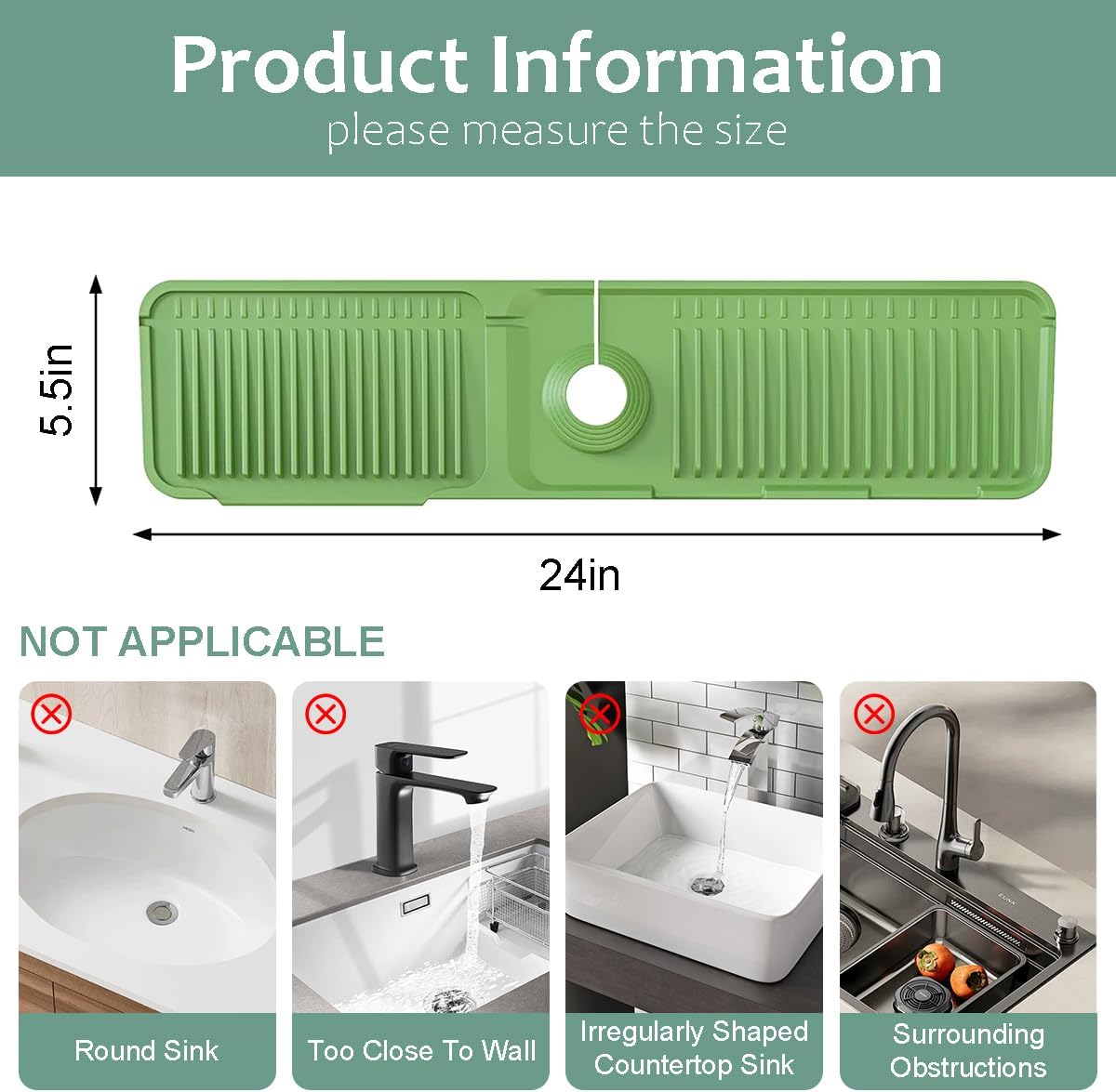 24 Inch Upgraded Draining Mat Folding faucet Mat for Bathroom Sink Splash Guard 7° Slope with Button Lock Water Draining Pad for Kitchen Bathroom Bar(Pink)