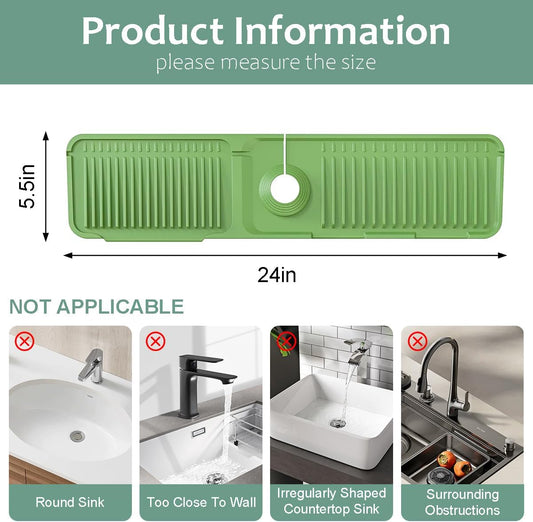 24 Inch Upgraded Draining Mat Folding faucet Mat for Bathroom Sink Splash Guard 7° Slope with Button Lock Water Draining Pad for Kitchen Bathroom Bar(Pink)