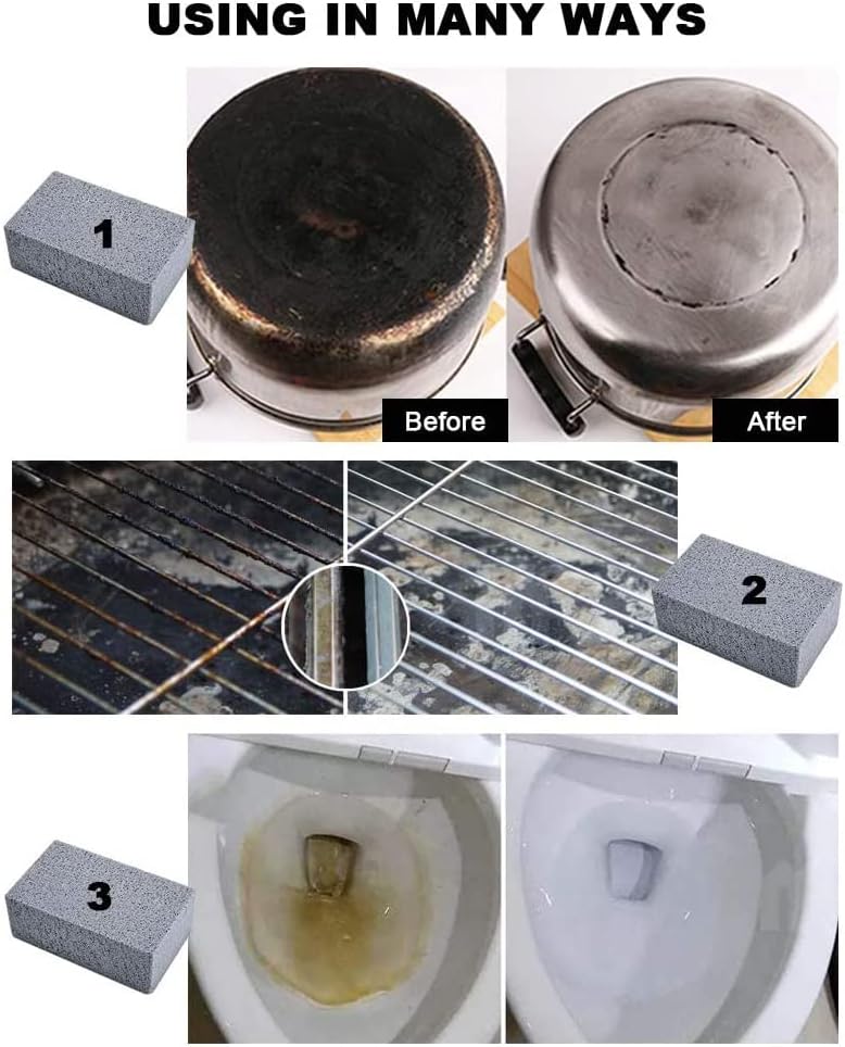 Magic Blackstone Griddle Scraper，4 Pack Gray Stone Cleaning Block Clean Brick for Grill, Removing Stains BBQ，Pool, Racks, Baking Steel, Oven, Flat Top Cookers, Utensils, Exfoliation Dead Skin, Toilet