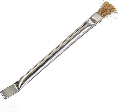 Pellet Stove Cleaning Brush with Scraper, Small Head Fits Tight Ash Clean-Out Holes, 10" Long Handle Wire Bristles, Replaces Screwdriver & Rag, for Chimney, Fireplace, Grill, Wood & Gas Stove