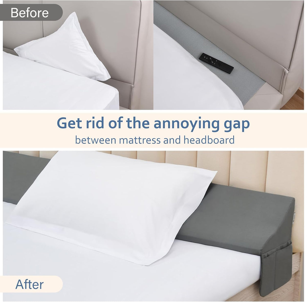 Vekkia Cal King Wedge Pillow Headboard,Bed Wedge Gap Filler-Gap 0-6"